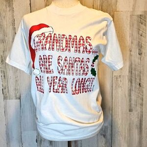 Vintage 1992 Grandma....Santa Print Christmas Shirt Cal Cru Size M Made in USA
